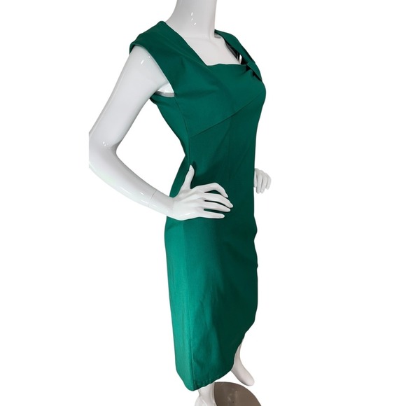 Bettie Page Las Vegas Green Wiggle Dress XL Retro Pinup Square Neck - Picture 3 of 10